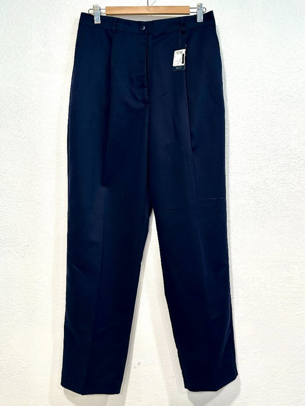 New IZOD Golf Pants Womens SZ 12 Pleated Navy Blue Polyester High Rise 30x31.5